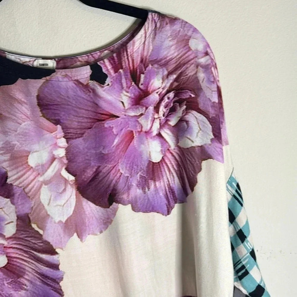 Warm Floral Silk Blend Blouse Size Large - Picture 4 of 7
